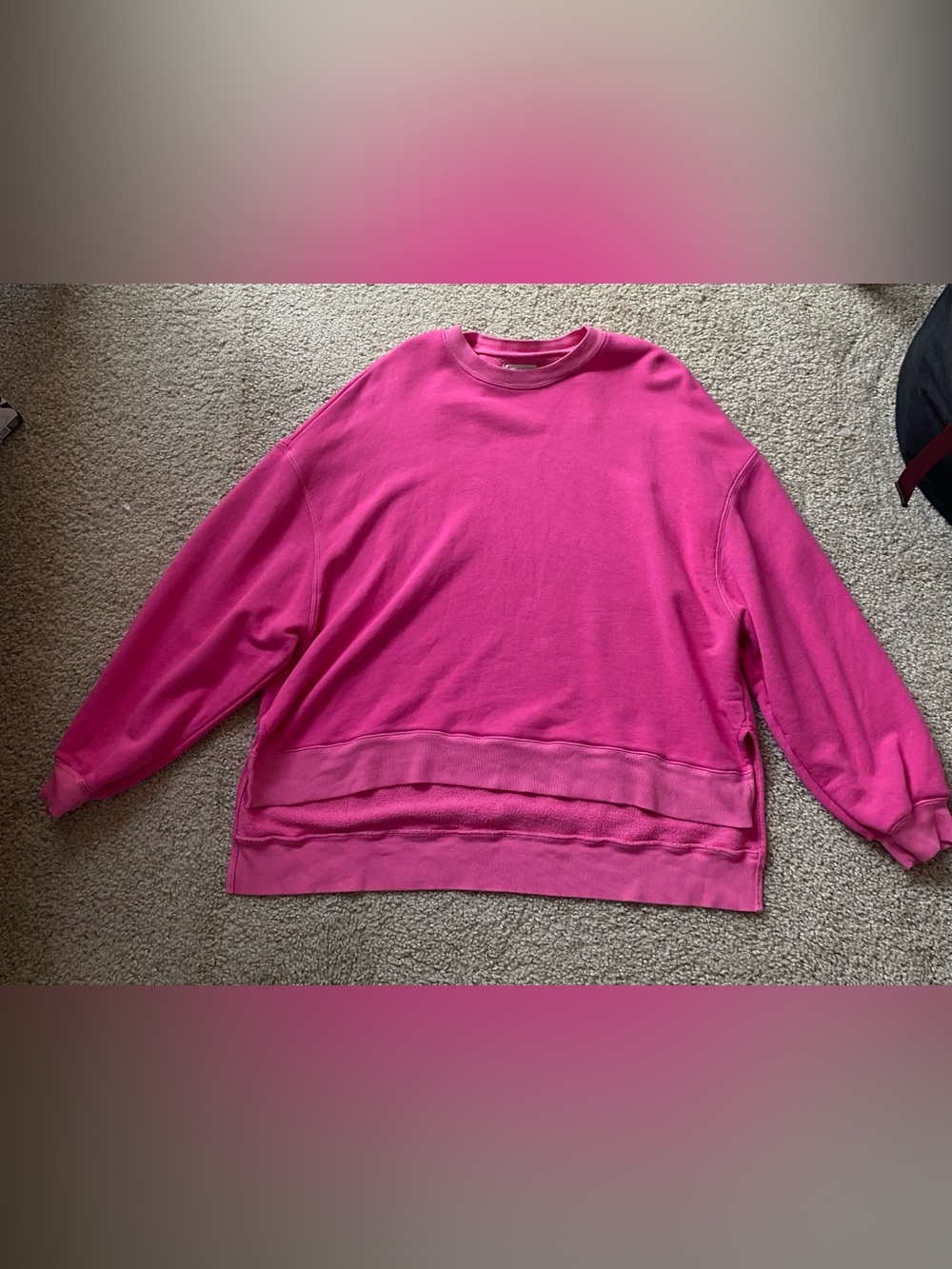 Electric & Rose Women’s Oversized Pullover Sweatshirt Hot Pink Size Small